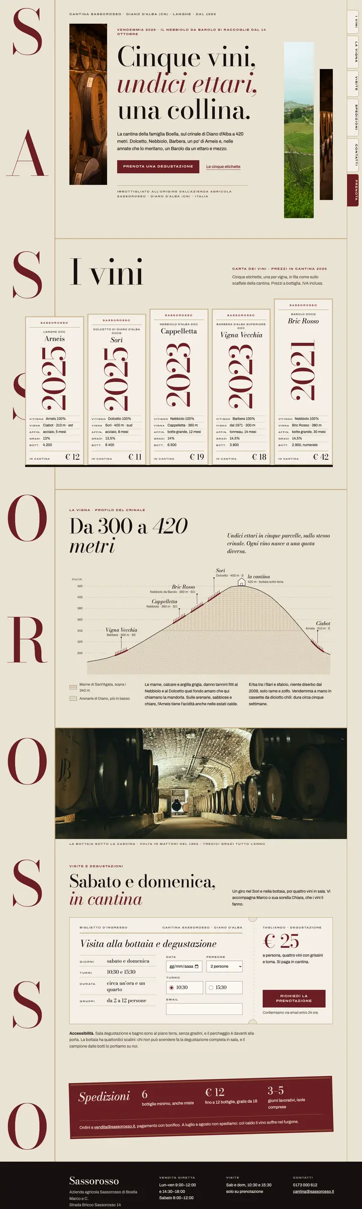 Homepage di Cantina Sassorosso, cantina vinicola a Langhe