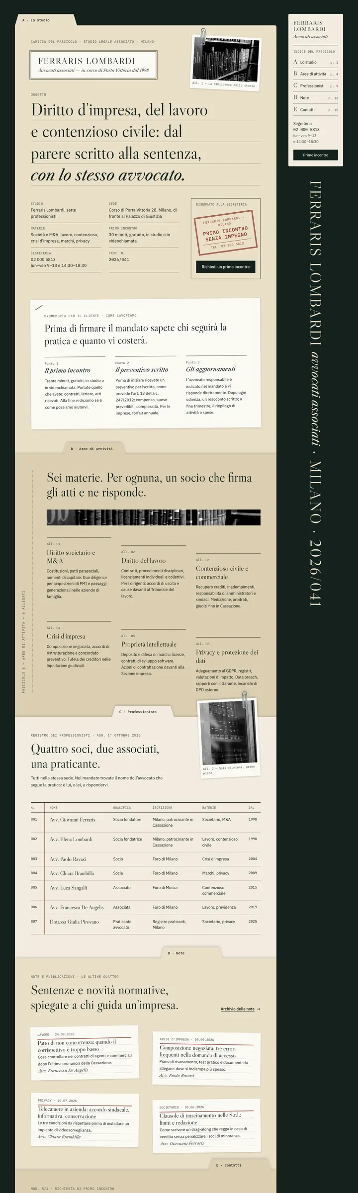 Homepage di Ferraris Lombardi Avvocati, studio legale a Milano