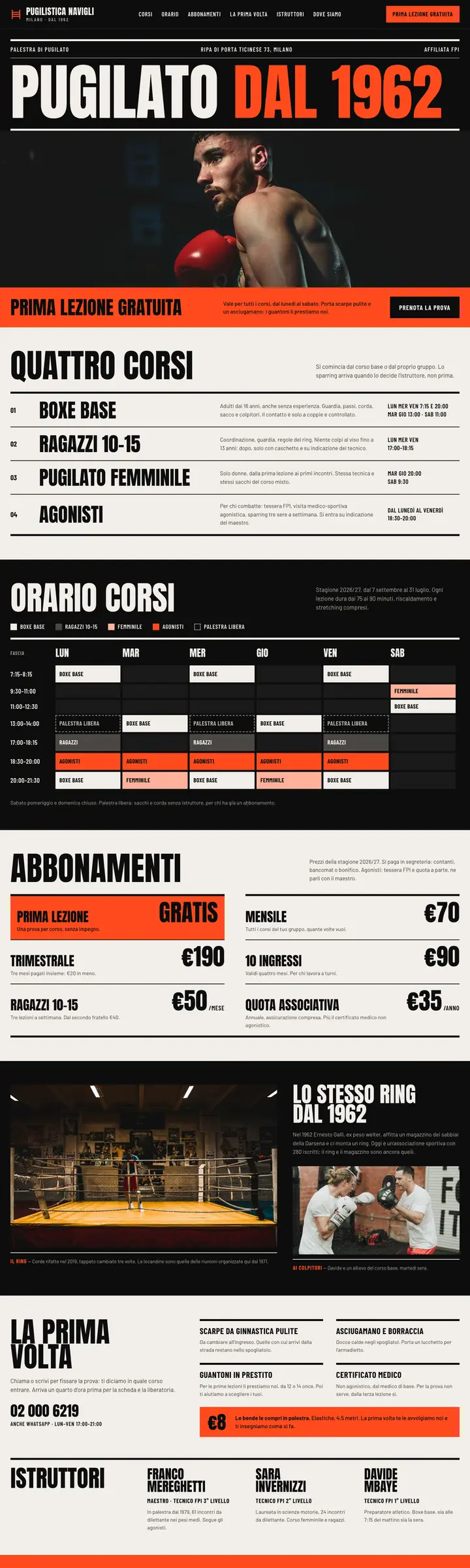 Homepage di Pugilistica Navigli, palestra a Milano